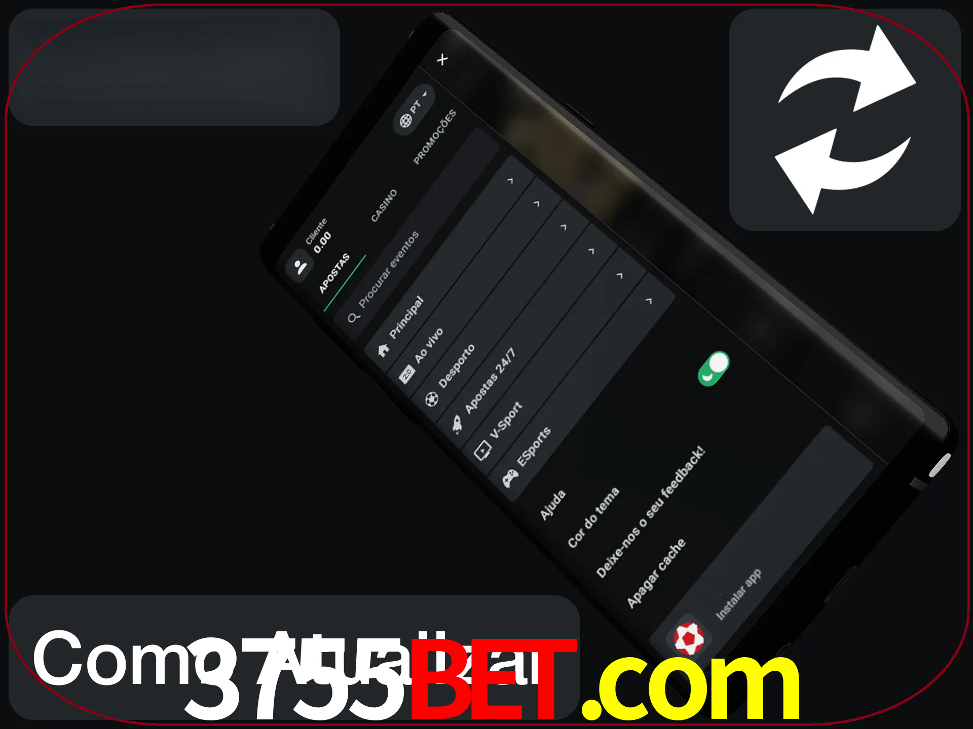 O aplicativo é atualizado automaticamente quando você faz o login.