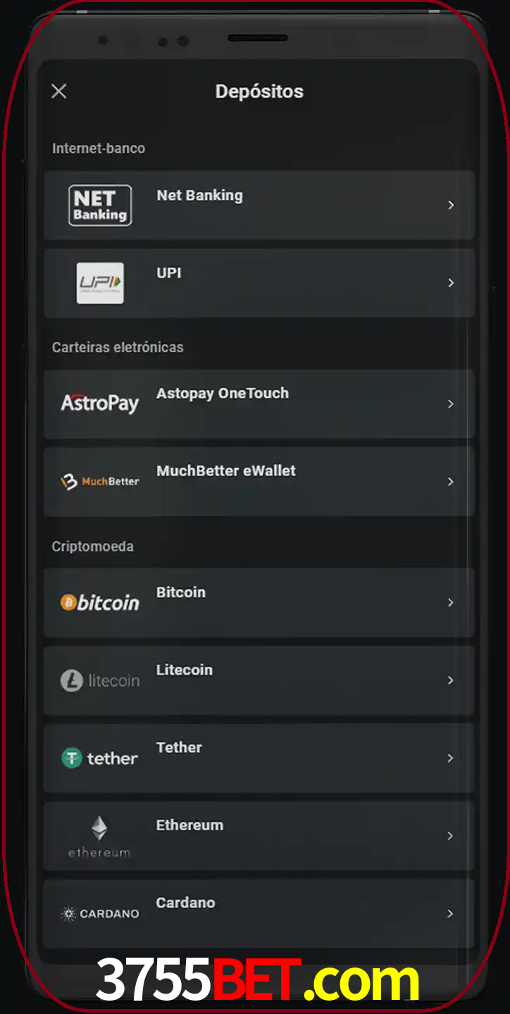 Você pode usar métodos alternativos de depósito.